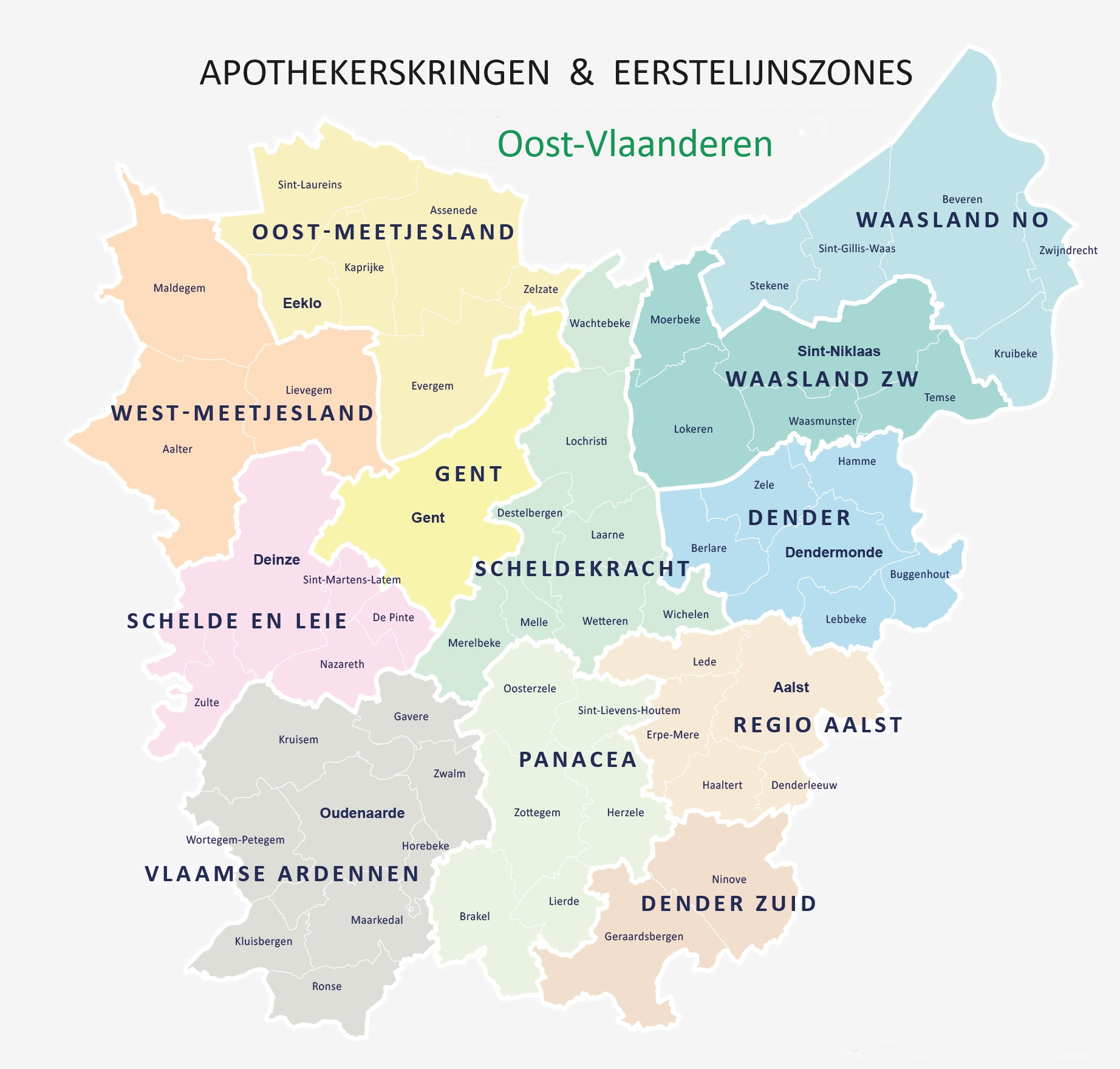 Kaart Oost-Vlaanderen